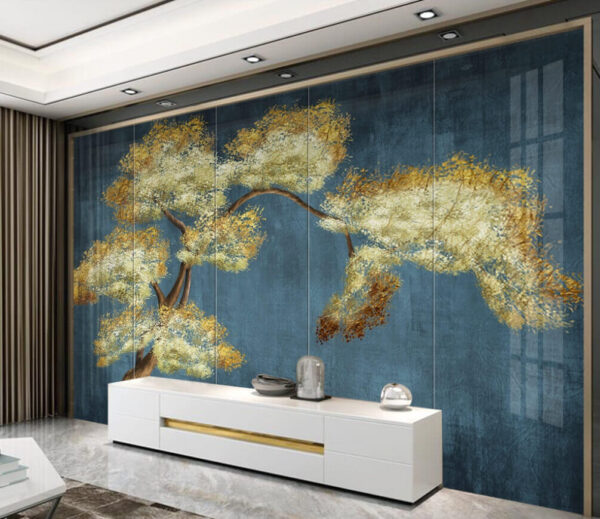 Fototapeta Drzewo z żółtymi i białymi liśćmi