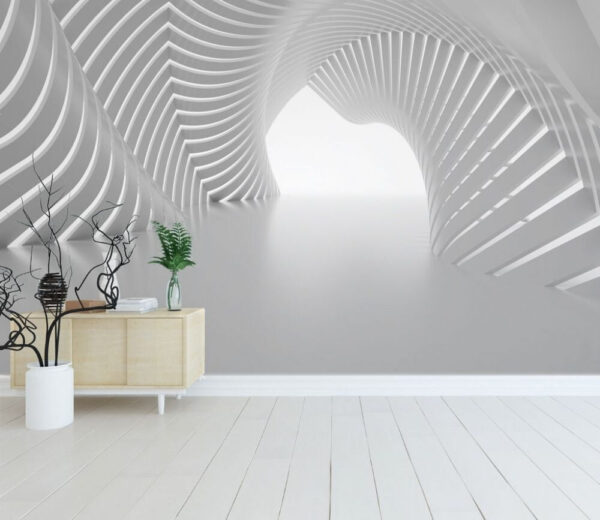 Futurystyczna biała spirala architektoniczna Fototapeta Futurystyczna biała spirala architektoniczna