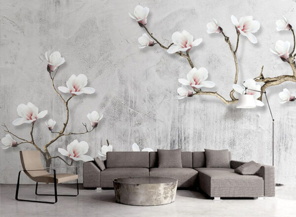 Delikatne magnolie na eleganckich gałęziach Fototapeta Delikatne magnolie na eleganckich gałęziach
