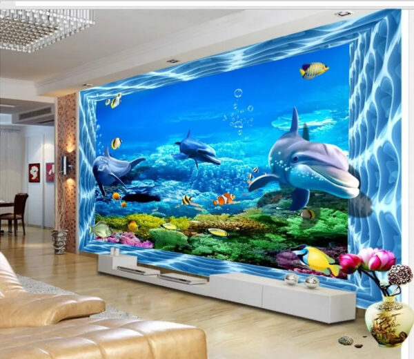 Delfin pływający w wodzie Fototapeta Delfin pływający w wodzie