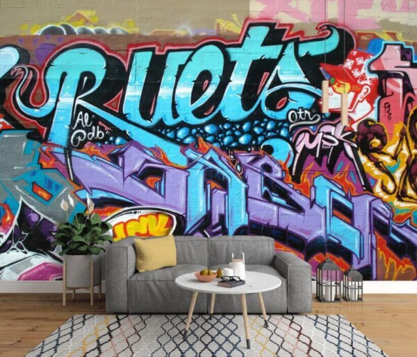 Miejskie graffiti w żywych kolorach Fototapeta Miejskie graffiti w żywych kolorach