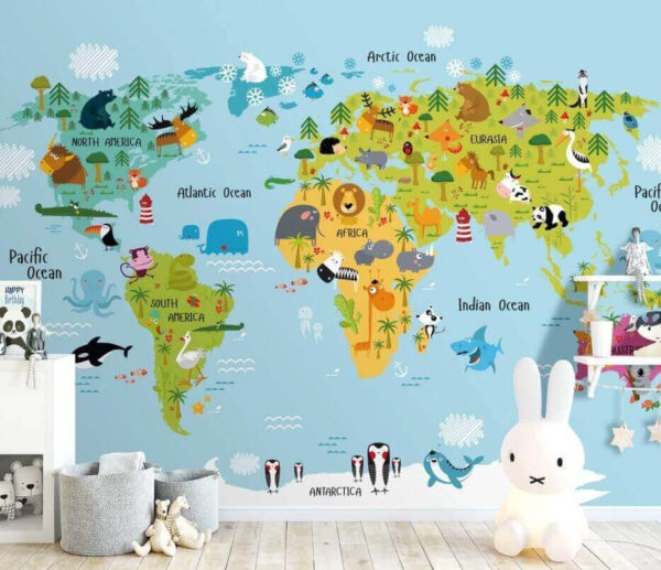 Mapa Afryki ze zwierzętami Fototapeta Mapa Afryki ze zwierzętami