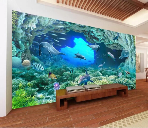 Delfin pływający w wodzie Fototapeta Delfin pływający w wodzie