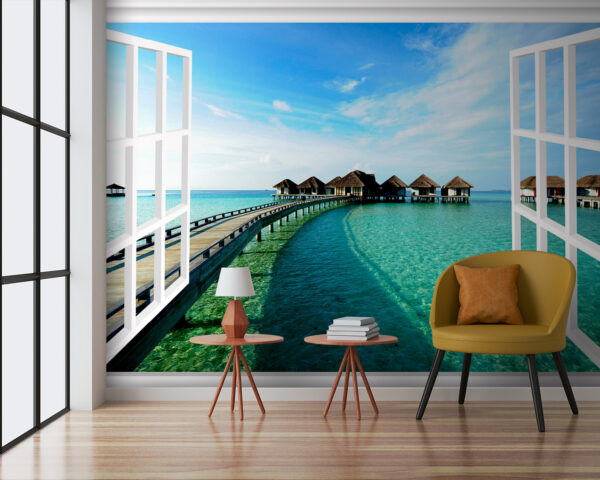 Fototapeta Most prowadzący na plażę (SKU: u29626) Fototapeta Fototapeta Most prowadzący na plażę (SKU: u29626)