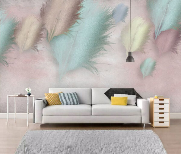 Grupa piór na różowym tle Fototapeta Grupa piór na różowym tle