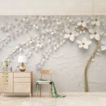 Fototapeta Elegancki kwiatowy wzór na teksturowanym tle