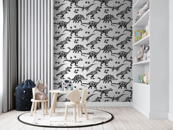 Wzór dinozaurów ze słowami Fototapeta Wzór dinozaurów ze słowami