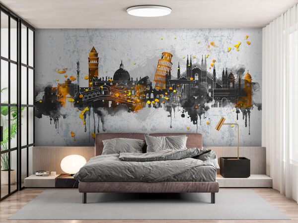 Kultowe punkty orientacyjne w artystycznych plamach Fototapeta Kultowe punkty orientacyjne w artystycznych plamach