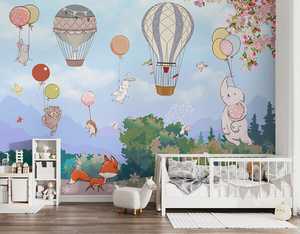 Balon na ogrzane powietrze na niebie Fototapeta Balon na ogrzane powietrze na niebie
