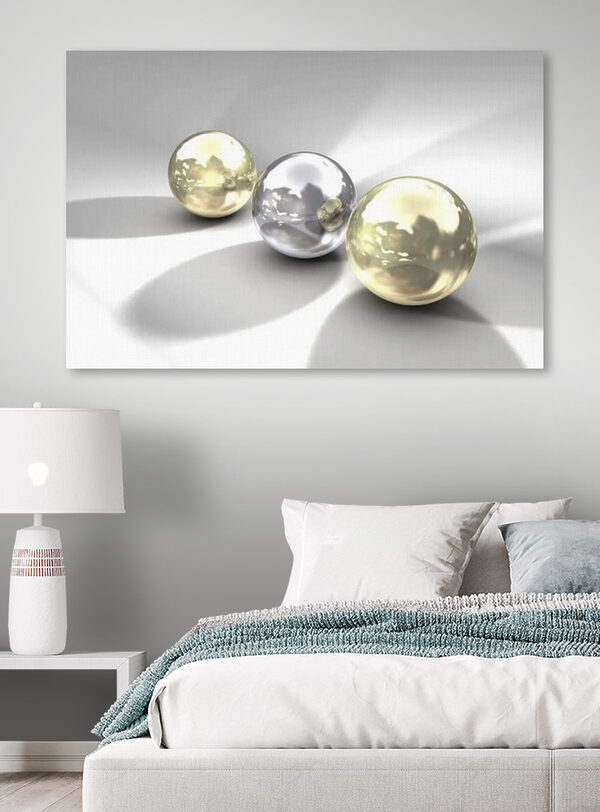 Obraz Shiny metallic spheres, light reflective (SKU: s04617) Obraz Shiny metallic spheres, light reflective (SKU: s04617)