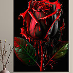 Obraz Czerwona róża z ciemnymi, ociekającymi płatkami