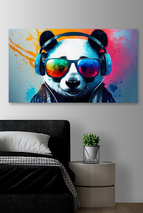 Panda w słuchawkach i okularach przeciwsłonecznych Obraz Panda w słuchawkach i okularach przeciwsłonecznych