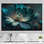 Obraz Świecący turkusowy kwiat ze świecącymi akcentami