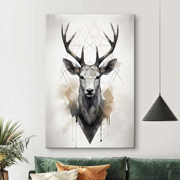 Jeleń low poly z porożem Obraz Jeleń low poly z porożem