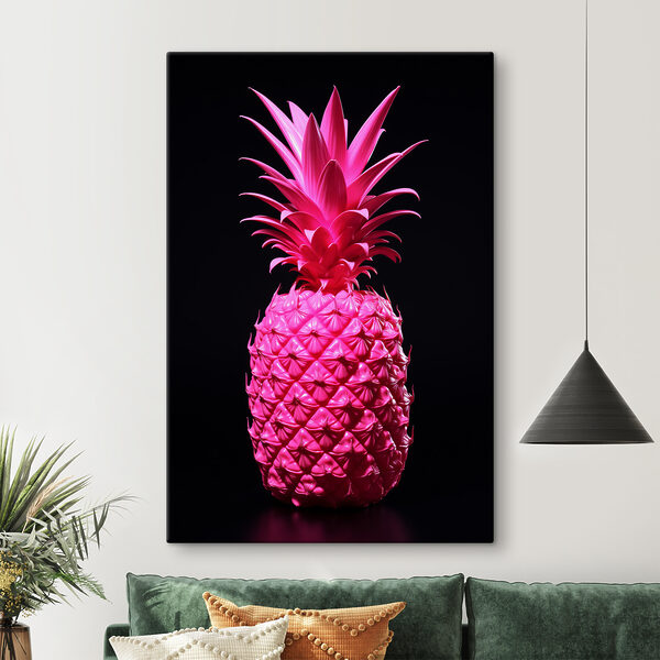 Żywy różowy ananas na czarnym tle Obraz Żywy różowy ananas na czarnym tle