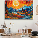 Obraz Żywy zachód słońca nad kolorowym krajobrazem