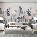 Fototapeta Grupa flamingów i liści