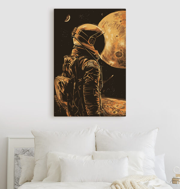 Astronauta spogląda na powierzchnię Księżyca Obraz Astronauta spogląda na powierzchnię Księżyca