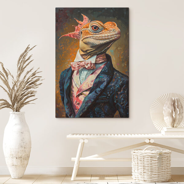 Elegancka jaszczurka w eleganckim stroju Obraz Elegancka jaszczurka w eleganckim stroju