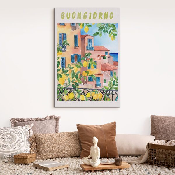 Śródziemnomorski poranek z drzewami cytrynowymi Obraz Śródziemnomorski poranek z drzewami cytrynowymi