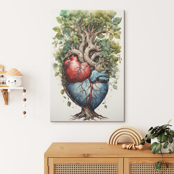Wydruk na płótnie Ludzkie serce z czerwonymi żyłami