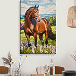 Obraz Majestatyczny koń na tętniącej życiem łące