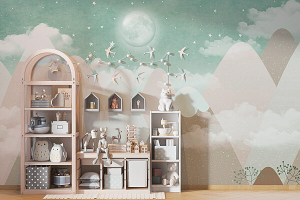 Fototapeta Księżyc i gwiazdy na niebie