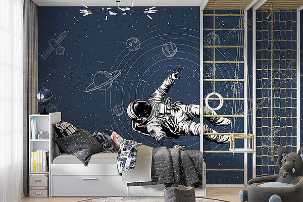 Astronauta unoszący się w przestrzeni kosmicznej Fototapeta Astronauta unoszący się w przestrzeni kosmicznej
