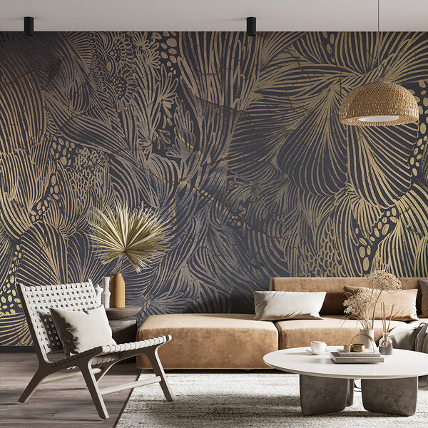 Elegancki botaniczny wzór w ciemnych odcieniach Fototapeta Elegancki botaniczny wzór w ciemnych odcieniach