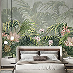 Fototapeta Tapeta z kwiatami i liśćmi