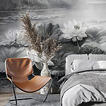 Fototapeta Grupa białych kwiatów na jeziorze