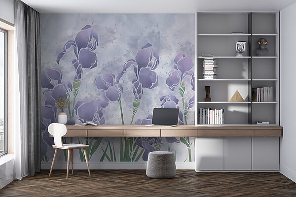 Grupa fioletowych kwiatów Fototapeta Grupa fioletowych kwiatów