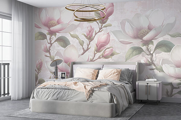 Eleganckie magnolie w rozkwicie Fototapeta Eleganckie magnolie w rozkwicie