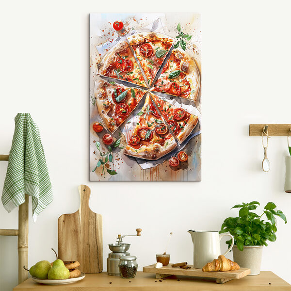 Akwarela przedstawiająca pizzę Obraz Akwarela przedstawiająca pizzę