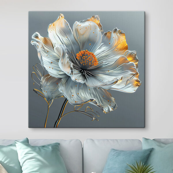 Ethereal Bloom w kolorze Silver Elegance Obraz Ethereal Bloom w kolorze Silver Elegance