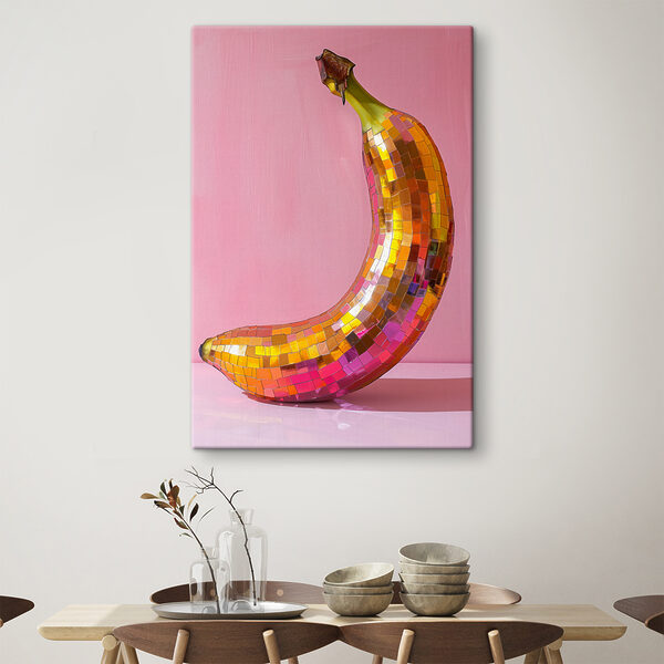 Kolorowy lustrzany banan na różowym tle Obraz Kolorowy lustrzany banan na różowym tle
