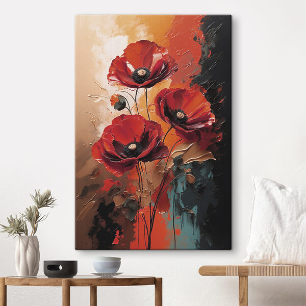 Wydruk na płótnie Malowanie czerwonych kwiatów
