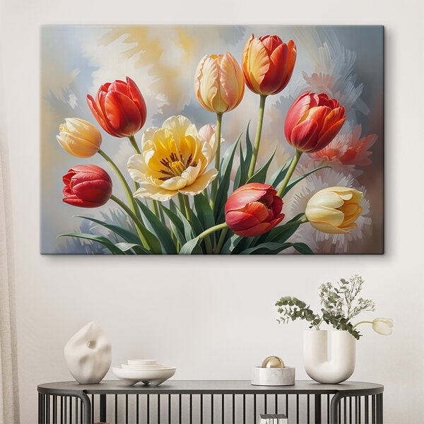 Grupa tulipanów w wazonie Obraz Grupa tulipanów w wazonie
