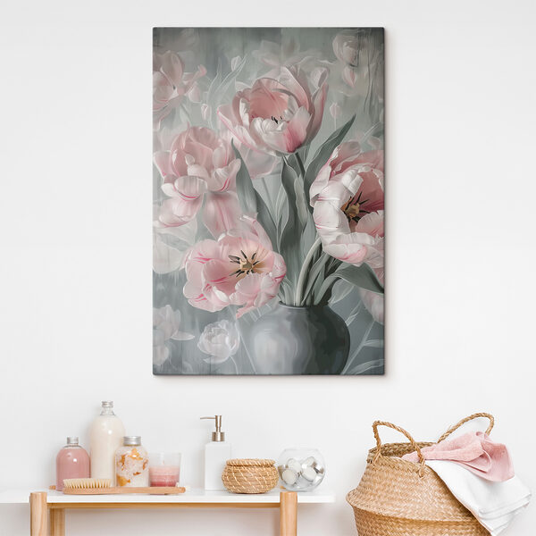 Różowe tulipany w artystycznym rozkwicie Obraz Różowe tulipany w artystycznym rozkwicie