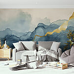 Fototapeta Mgliste góry z połyskującymi żyłami