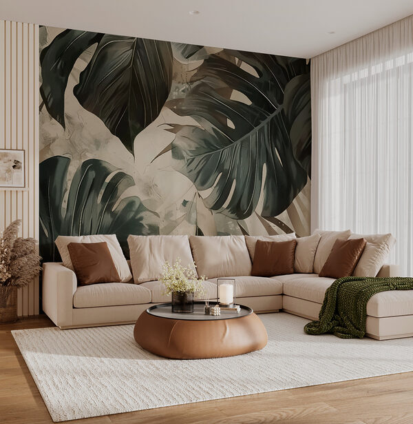 Fototapeta Monochromatyczne liście łączą się elegancko