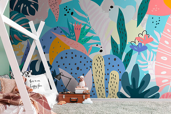 Fototapeta Kolorowy kwiatowy wzór w różnych kolorach