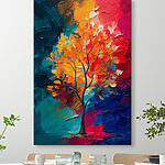 Obraz Canvas prints Painting of a tree with orange and blue leaves