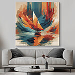 Obraz Canvas prints Sailboat on water with colorful clouds