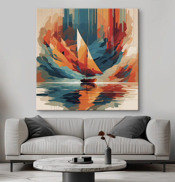 Canvas prints Sailboat on water with colorful clouds Obraz Canvas prints Sailboat on water with colorful clouds