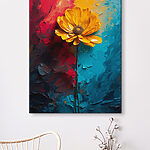 Obraz Canvas prints Yellow flower on a blue and red background