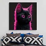 Obraz Czarny kot z różową sierścią