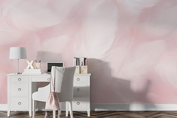 Fototapeta Marzenia z piór w delikatnych różowych odcieniach