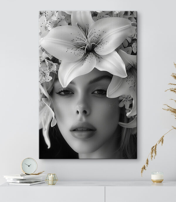 Obraz Kobieta z kwiatami na głowie