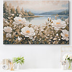 Obraz Malowanie kwiatów nad jeziorem